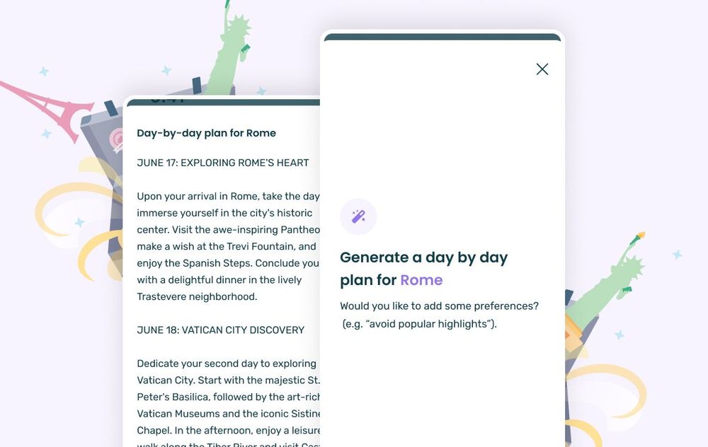 travel ai notes on a daily planner