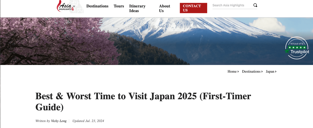 Asia Highlights in the Best Season to Visit Japan