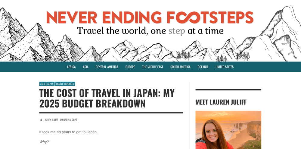 Never Ending Footsteps dans les meilleurs blogs de voyage au Japon