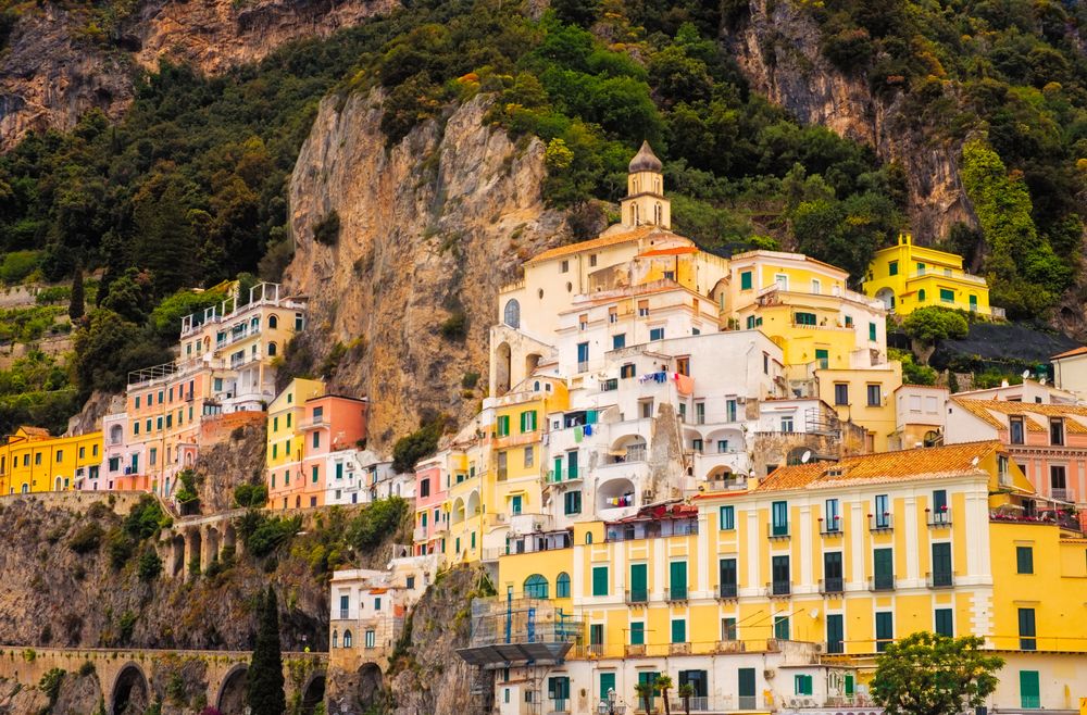 Scenic view of vibrant coloured buildings in Amalfi Coast, one of the best destinations in Italy