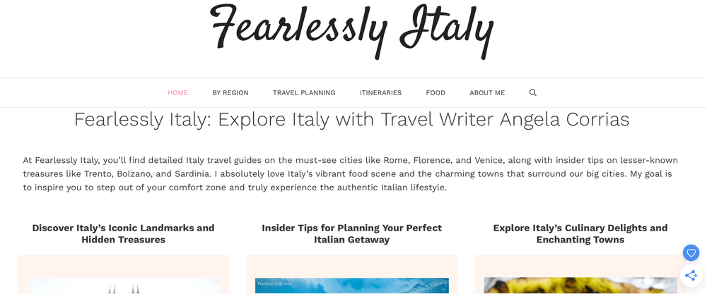 Fearlessly Italy in The 40 Best Travel Blogs to Follow in 2025