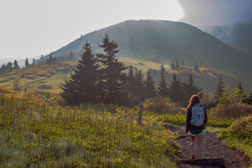Hiking the Appalachian Trail at sunrise, one of the best hiking trails in the world