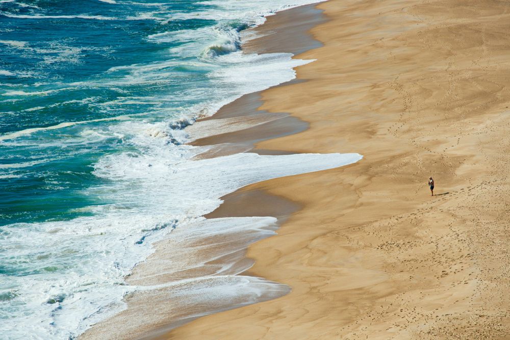 Beach in Nazaré, Portugal, one of the Best Surfing Countries in Europe