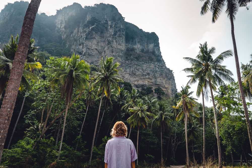 Man in an exotic place in Asia. Travel safety advice tells us he should be with a guide